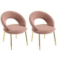 thumbnail image 2 of Modern Teddy Dining Chairs Set of 2, Comfort Accent Chairs with Curved Open Backrest and Metal Legs, Upholstered Dining Room Chair for Living Room, Bedroom, Kitchen, Pink, 2 of 10
