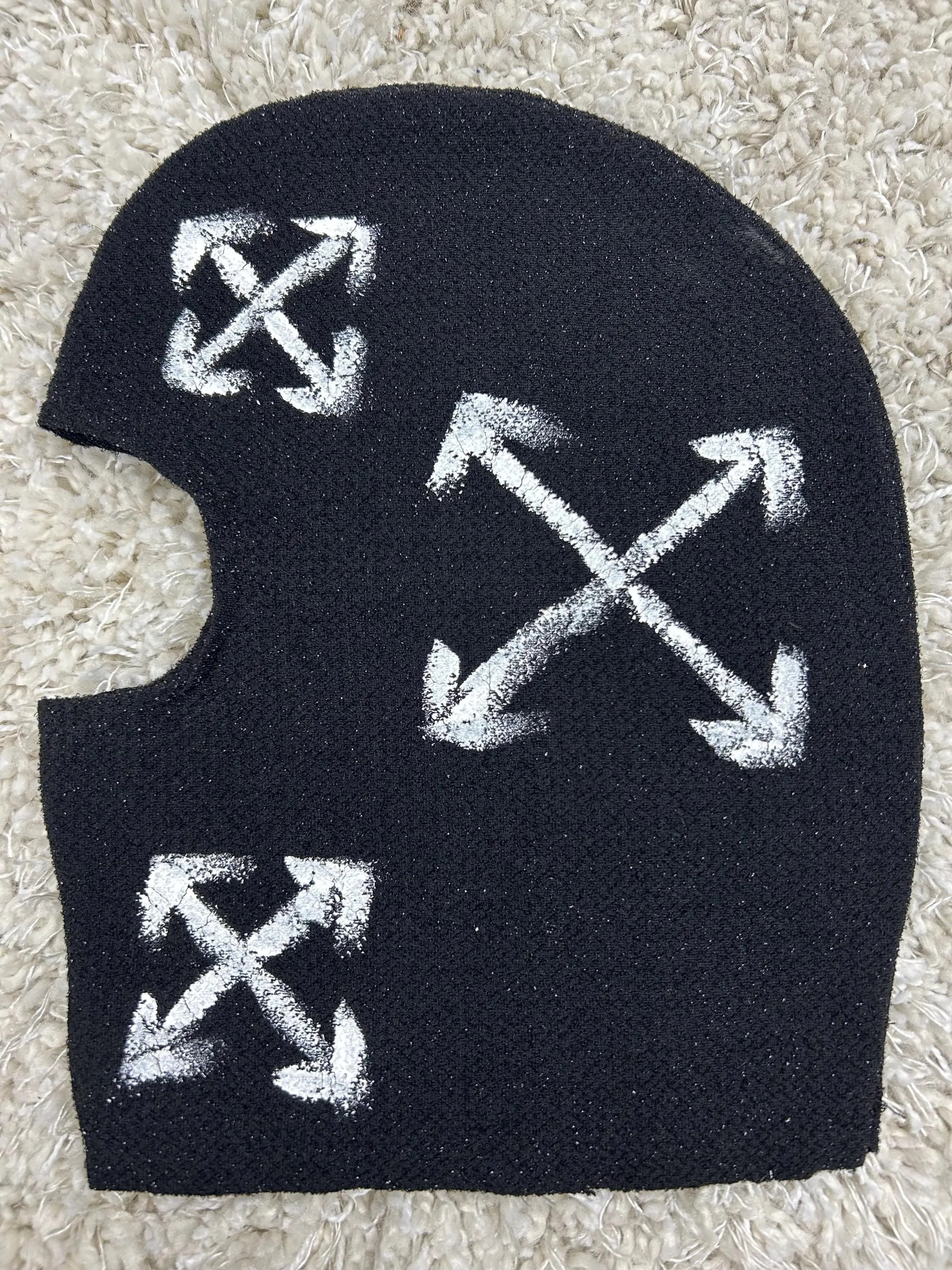 X balaclava ski mask designer inspired unisex standart size black color festival carnival party cosplay nightclub cotton off white color