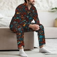 thumbnail image 7 of Naloa Doodle Barbeque Men’s Pajamas Set - Long Sleeve Button Down Sleep Shirt and Pajama Bottoms Sleepwear Set-Large, 7 of 7