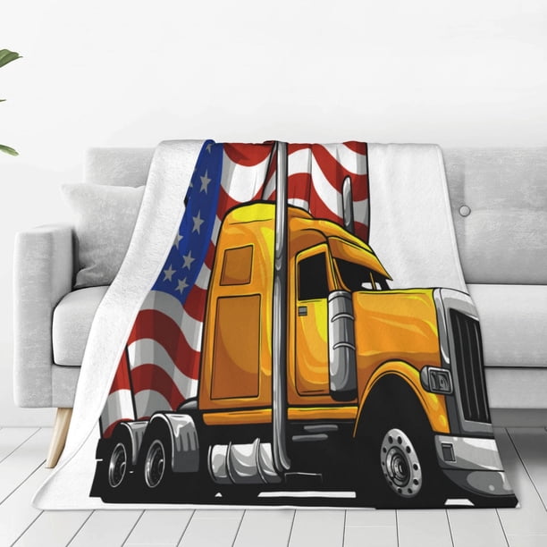 Balery American Truck Manta de Felpa Suave y Acogedora – Cobija de Franela Aterciopelada para Cama, Lavable y Cálida para Sofá, Mascotas, Transpirable-40"x30"