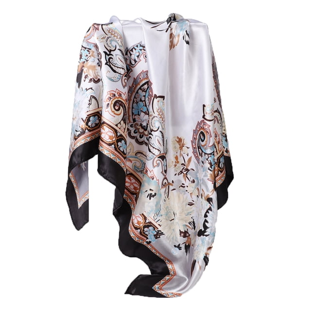 Bufandas Bufanda pequeña para mujer Bufanda de seda Literatura y temperamento Flores y pétalos Pañuelo para el cabello Bufanda decorativa para mujer