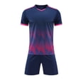 thumbnail image 4 of EnJoCho Boys Soccer Clothes Short Sleeve Loose Gradient Tshirt + Shorts Kids Girls Training Athleti𝖼 𝖳racksuit Outfits for 5-13 Years, 4 of 5