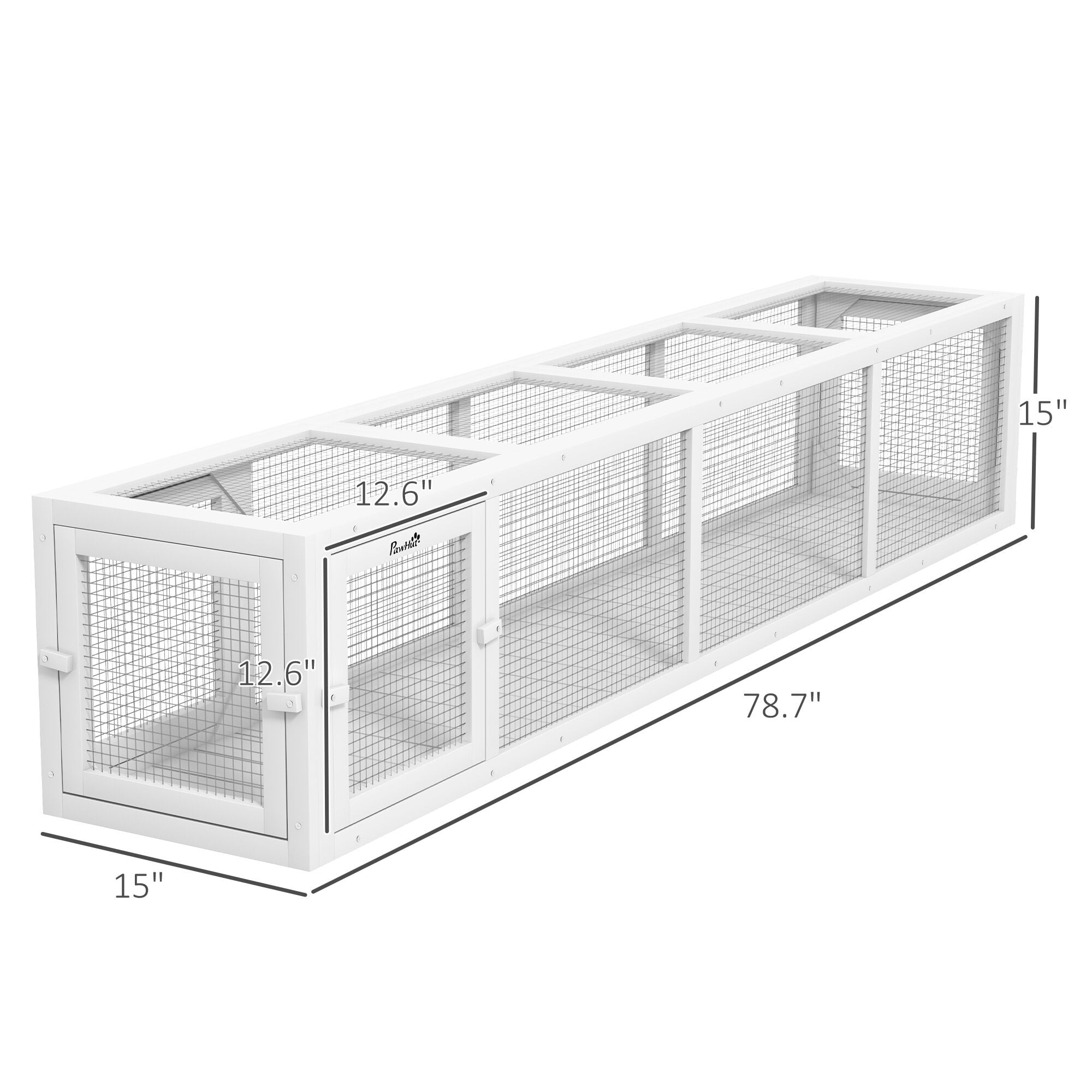 Orthopedic Dog Bed, PawHut Outdoor Cat Tunnel with Extendable Design, 79" L Wooden Cat Run with Weather Protection, Connecting Inside and Outside, for Deck Patios, Balconies, White, Dog Bed