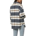 thumbnail image 3 of INSPIRE CHIC Womens' Fall Winter Button Front Closure Long Sleeve Plaid Jacket with Pockets S Navy Blue, 3 of 6