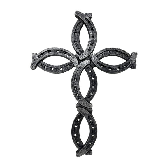 Rustic Iron Wall Cross with Horseshoe - Inspirational Jesus Art, Western Wall Decor, Spiritual Wall Hanging, Country and Farmhouse Home Decor, Decorative Christian Crosses for Wall