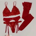 thumbnail image 2 of Women's Lace Bra and Panty Sets Lace Matching 4 Piece Lingerie Set, 2 of 7