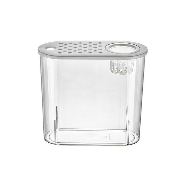 Pecera de plástico transparente ovalada con tapa, micropaisaje, para sala de estar, oficina, escritorio, pequeños adornos decorativos, pecera de peces de colores