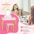 thumbnail image 4 of Kadyn Princess Makeup Table with Stool, 2-in-1 Children Vanity Table Stool Set with Mirror, Bedroom Dressing Table for Kids, Pink, 4 of 7