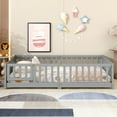thumbnail image 2 of Miniyam Wood Twin Size Floor Bed Guardrails for Kids, Gray, 2 of 7