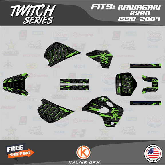 Kalair GFX Graphics Kit for Kawasaki KX80 (1994-1997) Twitch Series