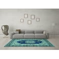 thumbnail image 3 of Ahgly Company Indoor Square Medallion Light Blue Traditional Area Rugs, 7' Square, 3 of 4