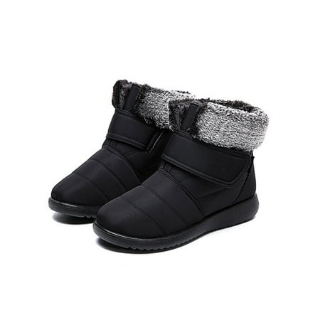 

Lacyhop Women Warm Ankle Boots Slip On Plush Lined Round Toe Flat Outdoor Casual Shoes US 4-12