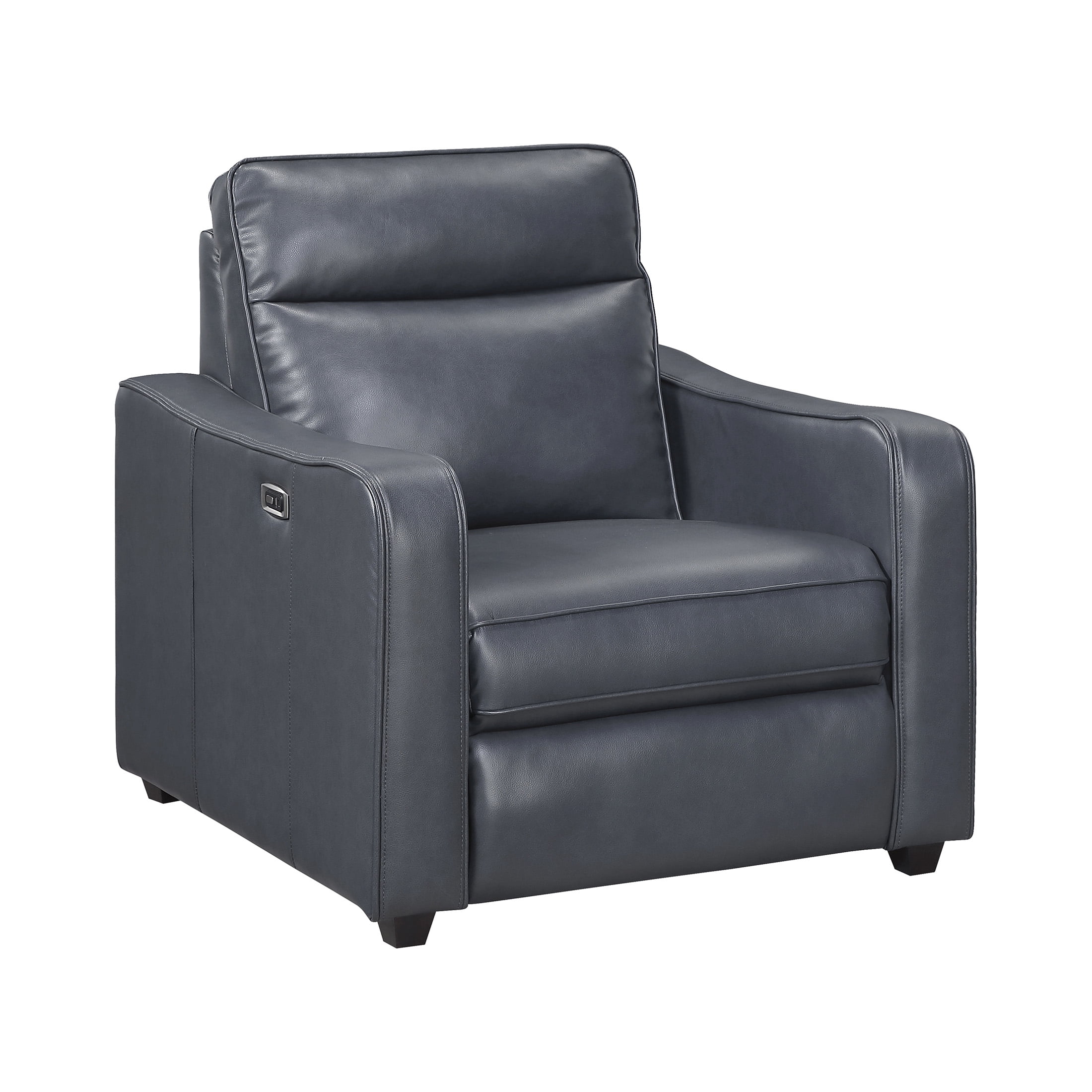 OakvillePark Ardena Faux Leather Power Reclining Chair with Curved Track Arms, Zero Wall Recliner, Navy