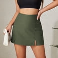thumbnail image 5 of ClodeEU Women’s Elegant High Waisted Bodycon Mini Skirt with Shorts ,Casual Side Slit Skorts Army Green,Womens Plus L, 5 of 5
