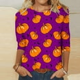 thumbnail image 2 of Odeerbi Halloween Graphic Shirts for Women Vintage Retro Blouse Fashion Printed Loose T-shirt Three Quarter Sleeves Round Neck 2025 Casual Tops Hot Pink, 2 of 5