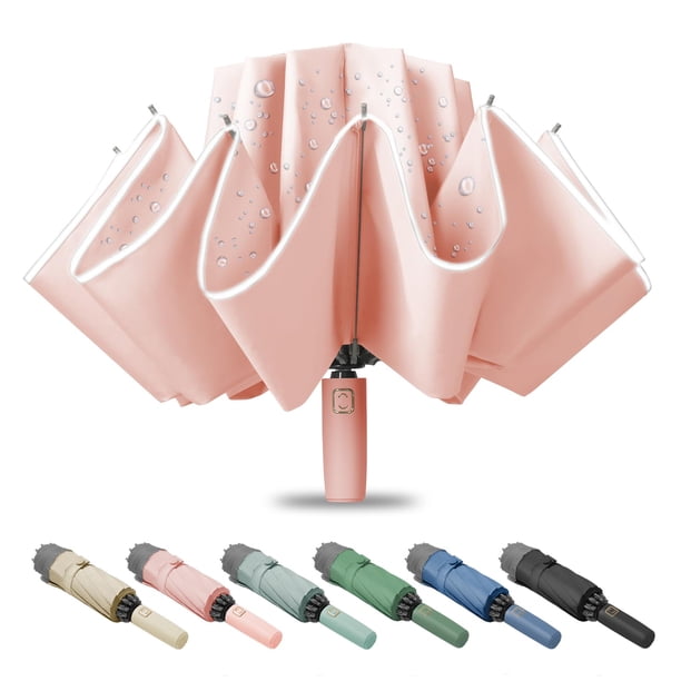 Paraguas Fogkey Compact Travel Plegable Inversa Rosa