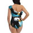 thumbnail image 5 of Sikiie Night Sky Forest Bald Eagle Print Women One Piece Swimsuits Tummy Control One Shoulder Bathing Suits Ruffle Swimwear, From S to XXL-Medium, 5 of 6