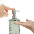 thumbnail image 3 of Unique Bargains 1 Pc Cylinder Twill Lines Soap Dispenser 15.22oz Cyan Silver Tone, 3 of 6