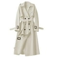 thumbnail image 1 of Mid-Length Trench Coat, British-Style Overcoat, Small-Size Long Jacket White S , Trench Coat, 1 of 4