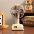 thumbnail image 2 of Retro Portable Table Fan, 100-Speed Digital Display, 90° Tilt USB Rechargeable Desk Fan with 1200mAh Battery, Compact Cooling Fan for Desktop, Office, Bedroom & Travel, 2 of 6