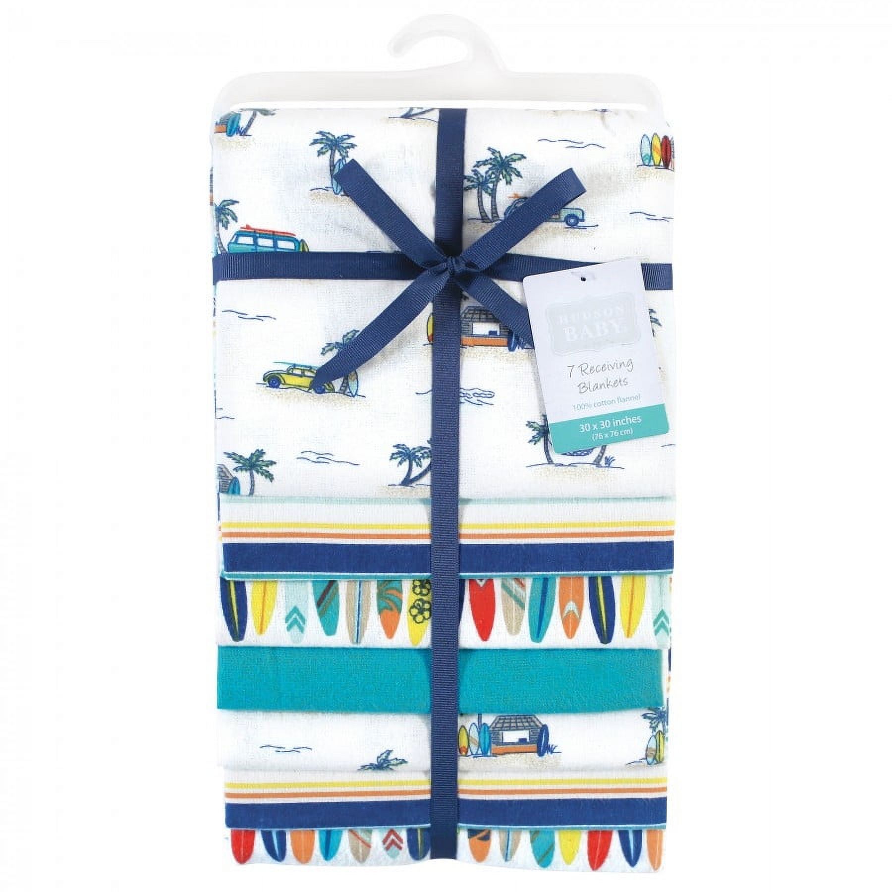 Hudson Baby Infant Boy Cotton Flannel Receiving Blankets Bundle, Surfer Dude, One Size