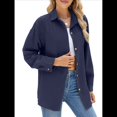 thumbnail image 3 of Camisas de Larga con Botones para Mujer, Blusas de Trabajo de Gran Tamaño con Cuello y Hombros Caídos, Blusa Holgada con Textura Azul Marino XXL, 3 of 10