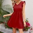 thumbnail image 4 of Summer Dresses for Women Trendy V Neck Ruffle Sleeveless Sundress Casual A Line Swing Beach Mini Dress, 4 of 5
