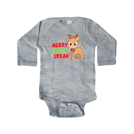 

Inktastic Merry Chrismukkah Cute Baby Reindeer with Lights Gift Baby Boy or Baby Girl Long Sleeve Bodysuit