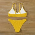 thumbnail image 4 of WREESH Womens Two Piece Swimsuit High Cut Bikini Fashion Solid Bikini Push-Up Padded Swimsuit Set Beach Bathing Suit Yellow, 4 of 8