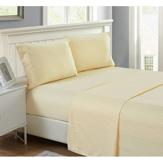 Hotel Quality Sheet Set Twin Xl Size Stripe Cream Luxury Double Hotel Quality Sheet Set Twin Xl Size Stripe Cream Luxury Double Brushed 100 Microfiber Easy Fit Wrinkle And Fade Resistant 9 Inch Deep Pocket By