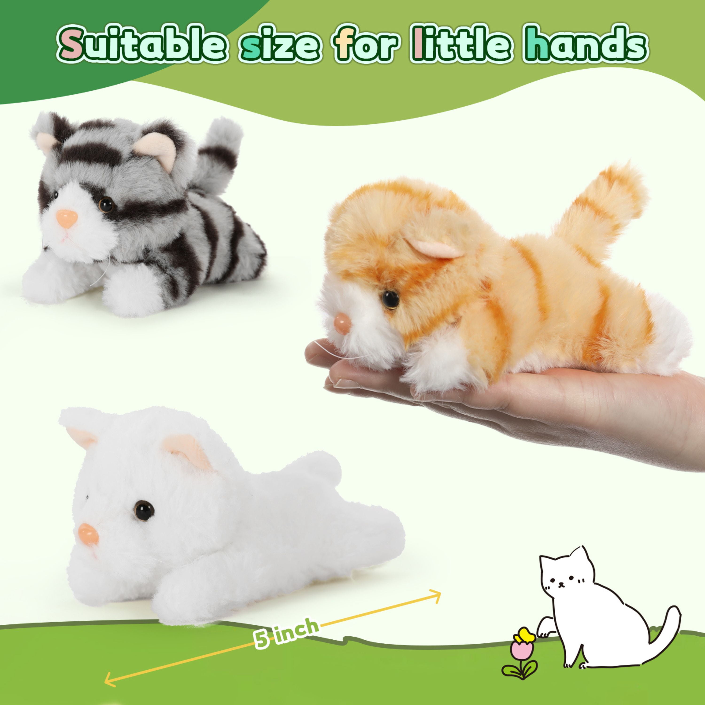 Tezituor 4Pcs Cat Stuffed Animal 16.5" Giant Cat Plush with 3 Babies Plush Toy