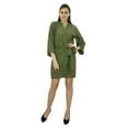 thumbnail image 4 of Bimba Women Short Solid Belt Robe Soft Modal Cotton Wrap Round Plain Bath Robe, 4 of 7