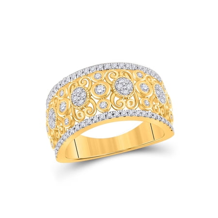 14kt Yellow Gold Womens Round Diamond Band Ring 5/8 Cttw