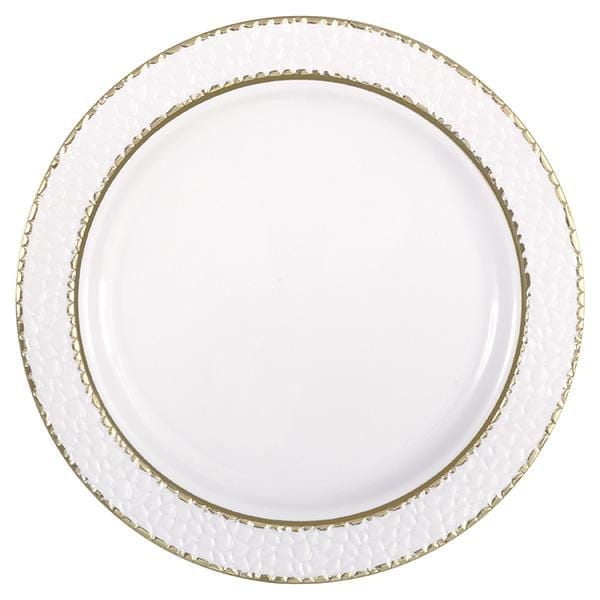 7.5" White Plastic Plates with Hammered Edge