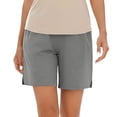 thumbnail image 6 of Women's Bermuda Shorts, High Waist Basic Stretch Casual Bottoms Knee Length Summer Athletic Shorts with Pockets Gray XXXL(XXXL), 6 of 9