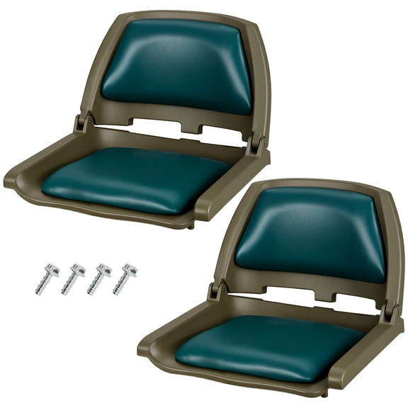 Garvee Boat Seat Set of 2 – Folding Low Back Marine Chairs with Thick Padded Cushion, Waterproof, for Fishing, Jon Boats, Speedboats, Light Green