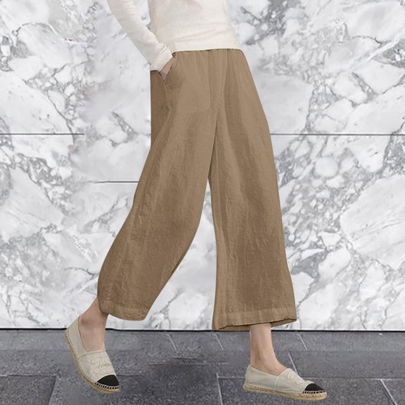 SIYUDAN Women Pants Casual Pants For Women Khaki Adult Yoga Pants Womens Loose Pants Womens Wide Leg Pants With Pockets Women Summer Pants