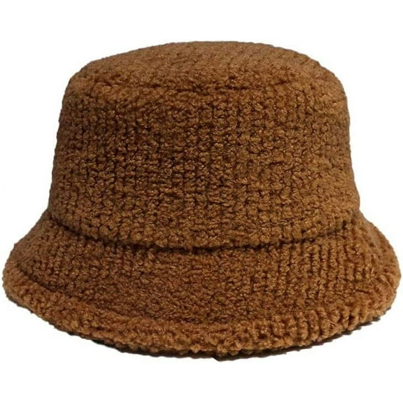 CoCopeaunt Women Fluffy Bucket Hat Casual Fuzzy Plush Cozy Girls Students Fisherman Cap