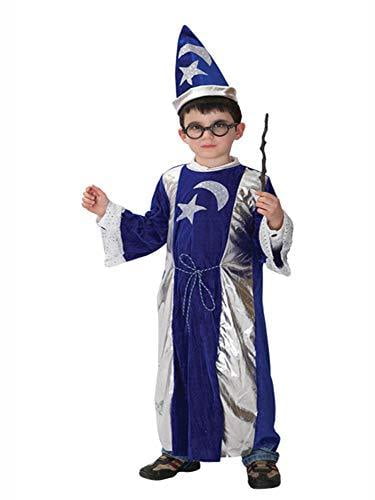 Children Black Silver Wizard Hat Kids Magician Halloween Fancy Dress Accessory 
