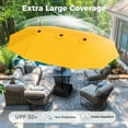 thumbnail image 3 of Alpha Joy 15ft Extra Large Outdoor Patio Double-Sided Umbrella with Solar Lights & Umbrella Base, Gold Yellow, 3 of 6