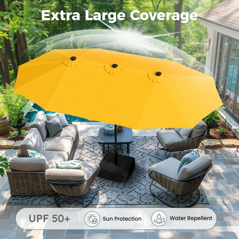 amazon ca patio umbrellas The Prettiest on for Al Fresco Dining The calming blue color brings a serene SUPERJARE 13FT Outdoor Patio Umbrella