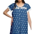 thumbnail image 4 of Moomaya Womens Knee Length Cotton Short Sleeve Nightdress Printed Night Gown, 4 of 5