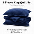 thumbnail image 6 of Ameha 3 Piece Quilt Set Chevron Embossed Bedspread Reversible Ultrasoft Microfiber Adult Bedding Navy Blue Color King, 6 of 9