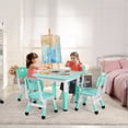 thumbnail image 2 of Pirecart Kids Table & 4 Chairs Set, Height Adjustable Children Activity Table Set for Ages 2-10, Green, 2 of 8