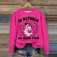 thumbnail image 2 of Arlun,In October We Wear Pink Sweatshirts for Women Halloween Funny Ghost Graphic Pullover Sweatshirts Cancer Awareness Loose Long Sleeve Round Neck Tops Hot Pink2 XXXL, 2 of 4
