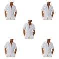 thumbnail image 1 of pitrice Men Shirt Casual Short Sleeve Breathable Replacement Button Down Solid Color Fashionable Home Dating Shirts Top White L 5Set, 1 of 6