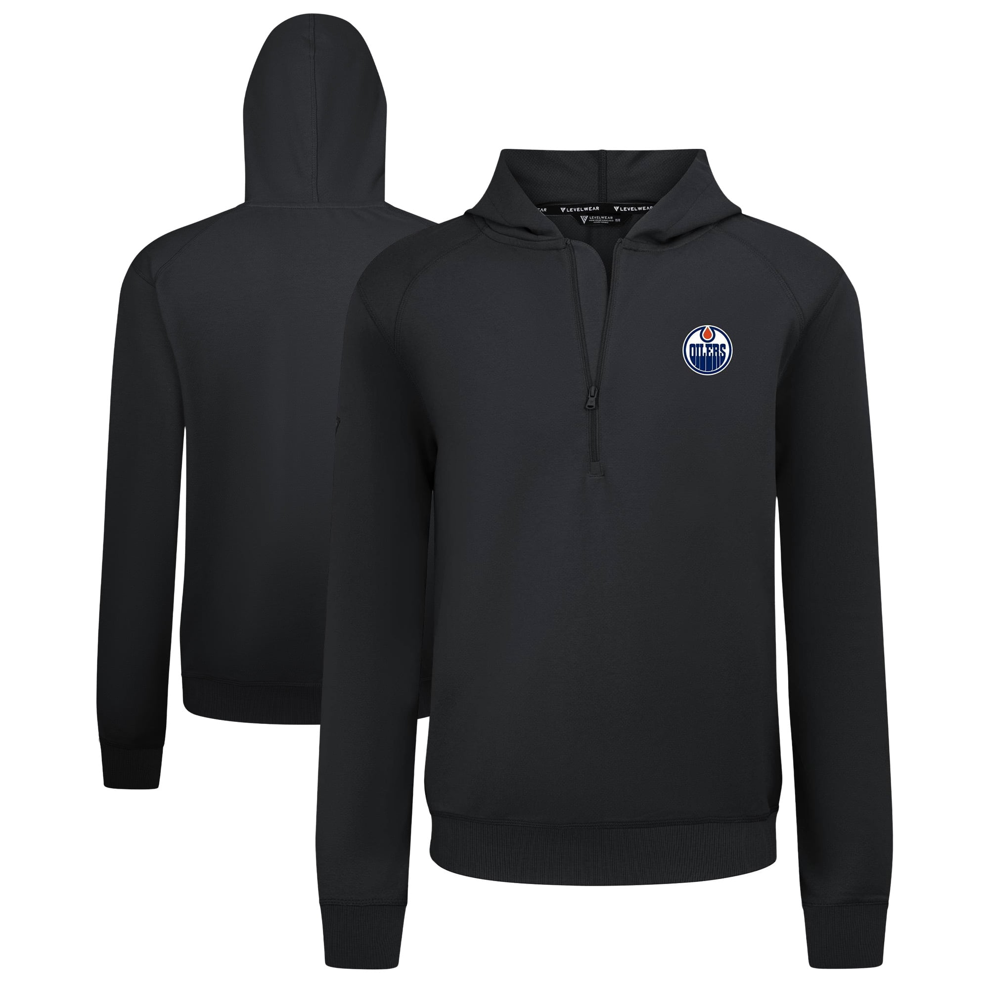 Men's Levelwear Black Edmonton Oilers Technic Quarter-Zip Pullover Hoodie