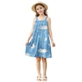 thumbnail image 7 of Cethrio Girl's Summer Dresses, Sleeveless Printed A-Line Casual Dresses Holiday Dresses Blue Size 7-8T, 7 of 7