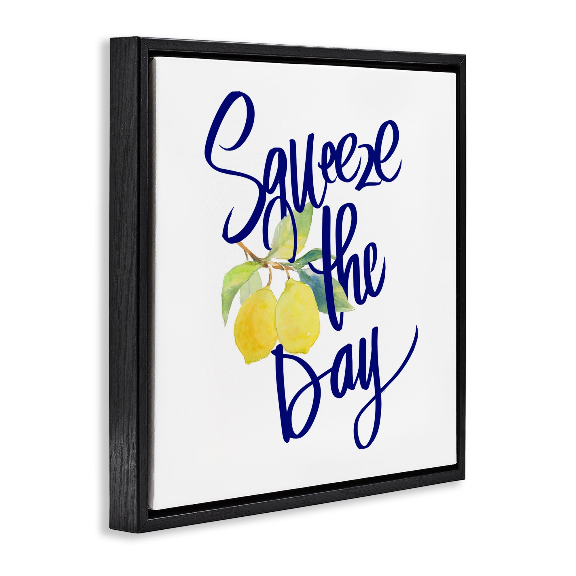 Stupell Industries Cursive Squeeze The Day Black Framed Floater Canvas Wall Art, design by Lanie Loreth
