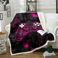 thumbnail image 3 of Game Throw Blanket Gaming Fleece Blanket,Antique Pink Gamer Blanket,Modern Glowing Neon Lights Gamepad Fuzzy Blanket,Geometric Plaid Lattice Bed Blanket 30x40, 3 of 6
